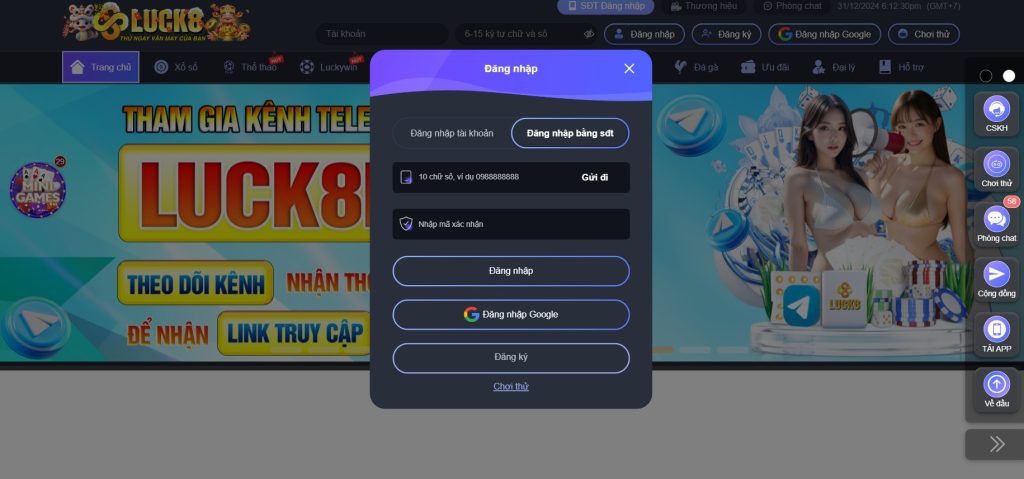 Cách thức đăng nhập Luck8 thông qua số điện thoại
